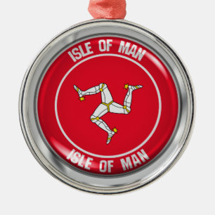 Isle of Man Round Emblem Metal Tree Decoration