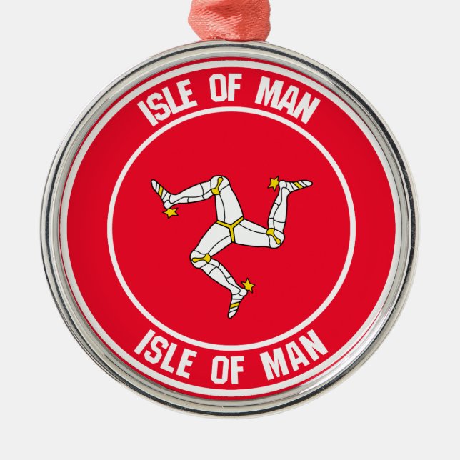 Isle of Man Round Emblem Metal Tree Decoration (Front)
