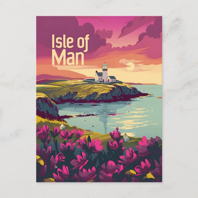 Isle of Man vintage art Postcard (Front)
