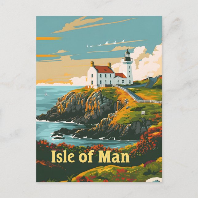 Isle of Man vintage art Postcard (Front)