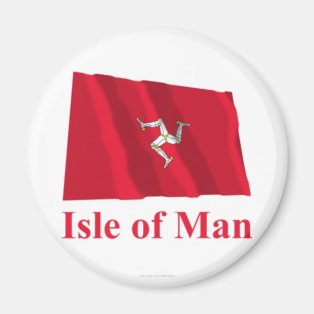 Isle of Man Waving Flag with Name Magnet (Front)