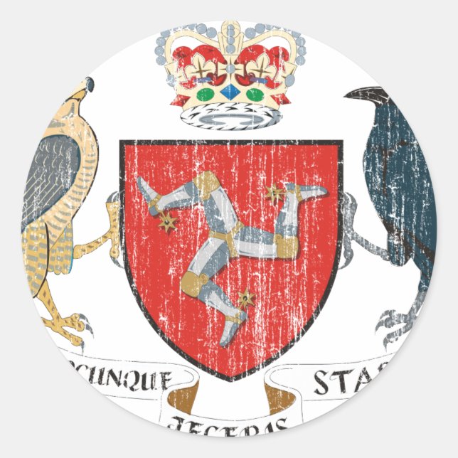 Isle Of Mann Coat Of Arms Classic Round Sticker (Front)