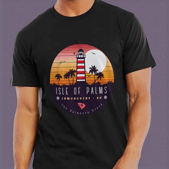 Isle of Palms lighthouse SC Retro Sunset Souvenirs T-Shirt (Creator Uploaded)