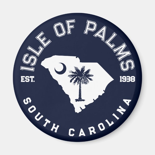 Isle of Palms South Carolina Flag Map Navy Magnet (Front)