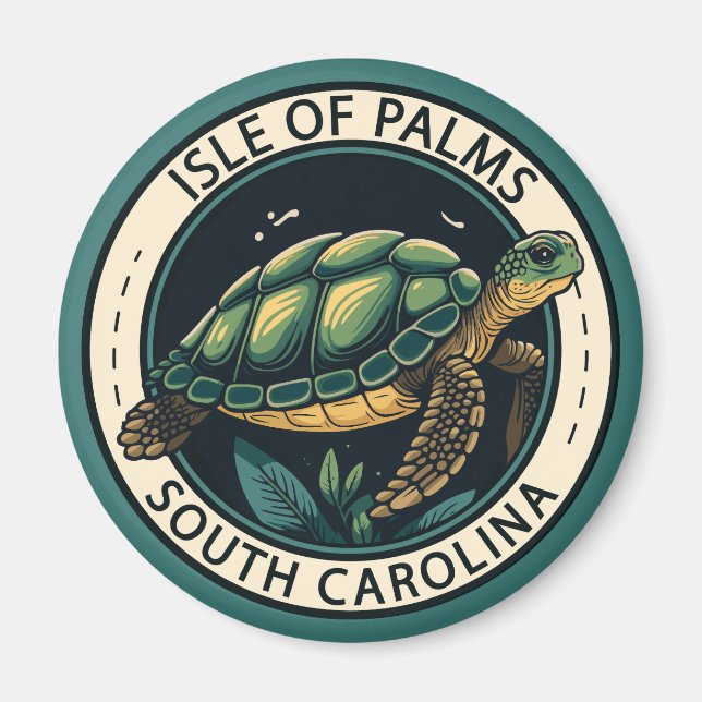 Isle of Palms South Carolina Turtle Badge Magnet (Front)