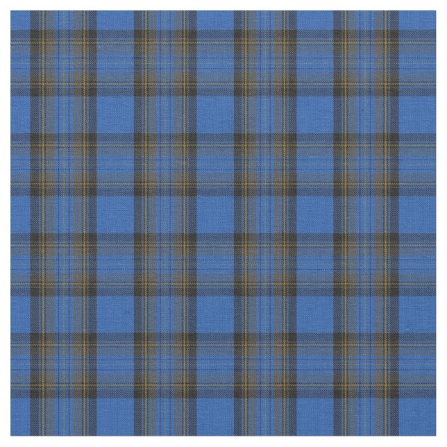 Isle of Skye Blue Tartan Plaid Pattern Fabric (Close Up)