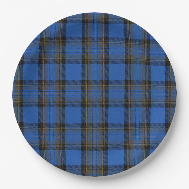 Isle of Skye Blue Tartan Plaid Pattern Paper Plate (Front)
