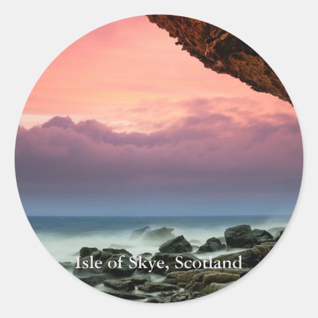 Isle of Skye, Scotland labelled, Classic Round Sticker (Front)