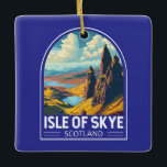 Isle of Skye Scotland Travel Art Vintage Ceramic Ornament<br><div class="desc">Isle of Skye retro vector travel design. The Isle of Skye,  connected to Scotland's northwest coast by bridge,  is known for its rugged landscapes,  picturesque fishing villages and mediaeval castles.</div>