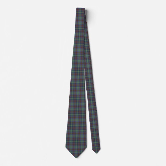 Isle Of Skye Tartan Plaid Green Black Pattern Tie (Front)