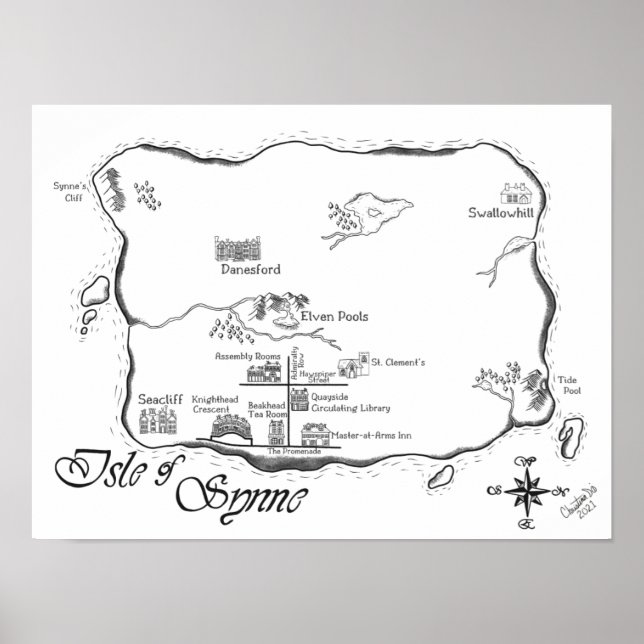 Isle of Synne - Line Map Poster (Front)