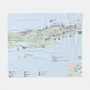 Isle Royale (Michigan) map fleece blanket