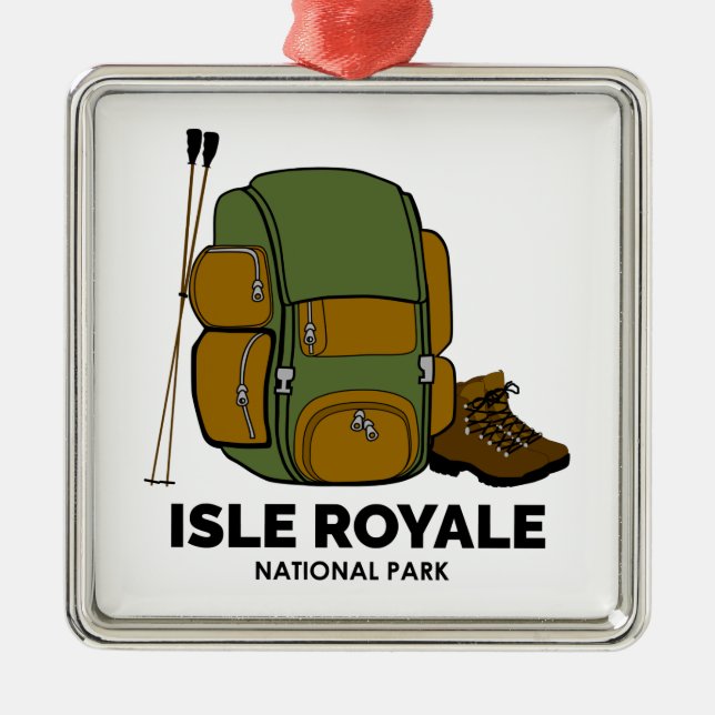 Isle Royale National Park Backpack Metal Tree Decoration (Front)