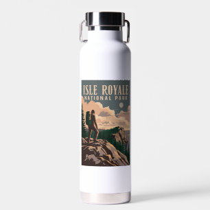 Isle Royale National Park Backpacking Travel Art Water Bottle