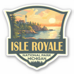 Isle Royale National Park Illustration Retro Badge