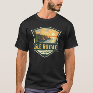 Isle Royale National Park Illustration Retro Badge T-Shirt