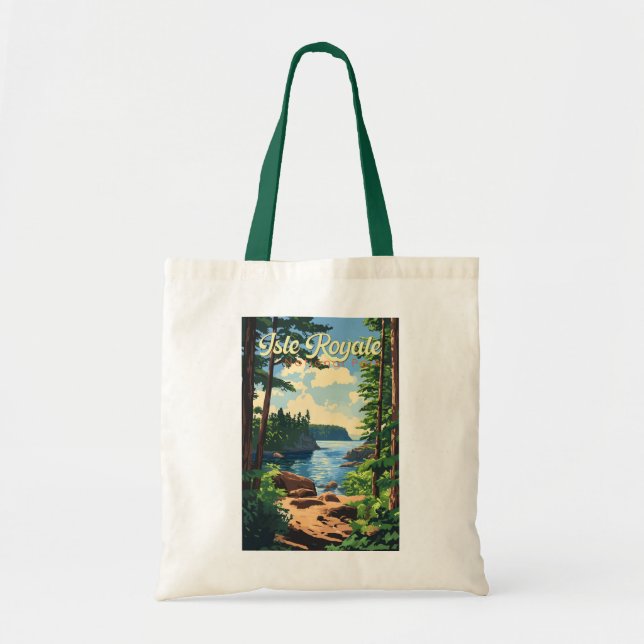 Isle Royale National Park Illustration Travel Art Tote Bag (Front)