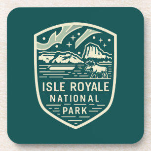 Isle Royale National Park Magical Night Emblem Coaster