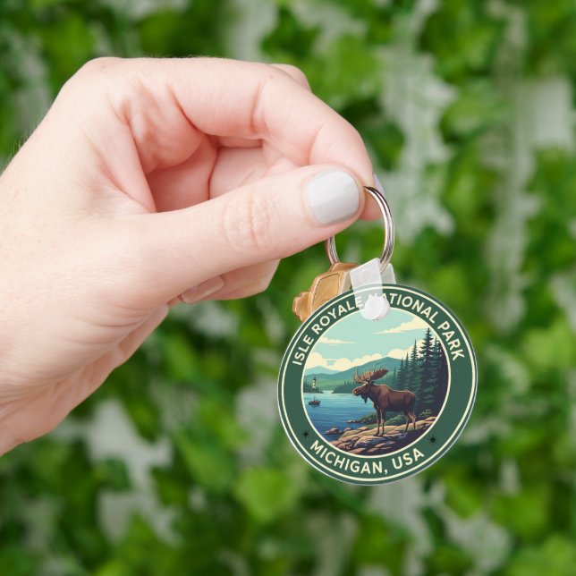 Isle Royale National Park Michigan Keychain | Cust (Hand)