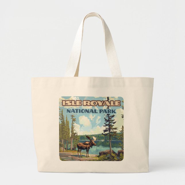 Isle Royale National Park Michigan Lake Large Tote Bag (Front)