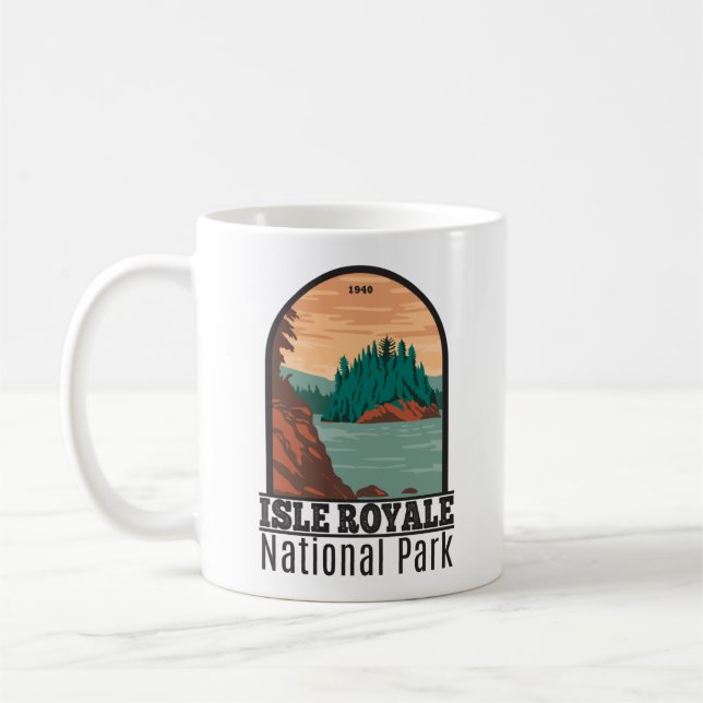 Isle Royale National Park Michigan Vintage Coffee Mug (Left)