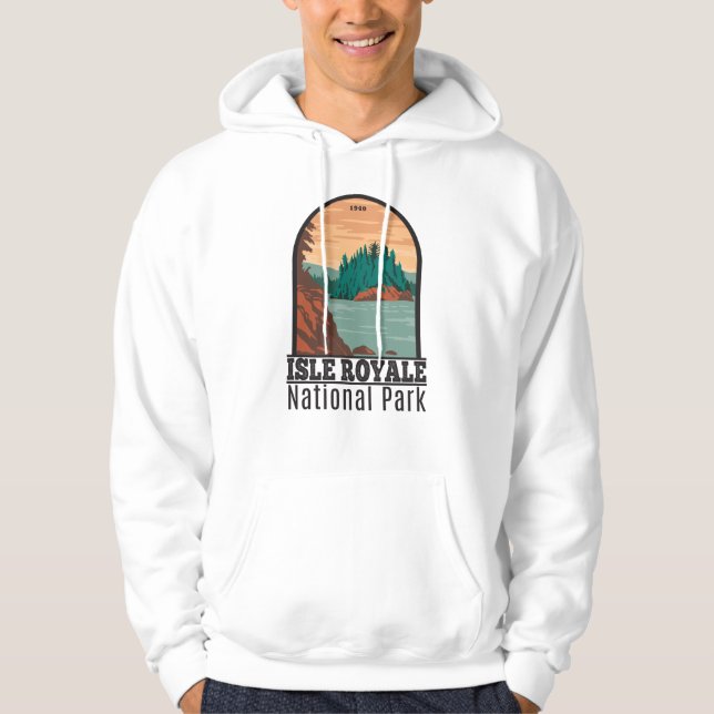 Isle Royale National Park Michigan Vintage Hoodie (Front)
