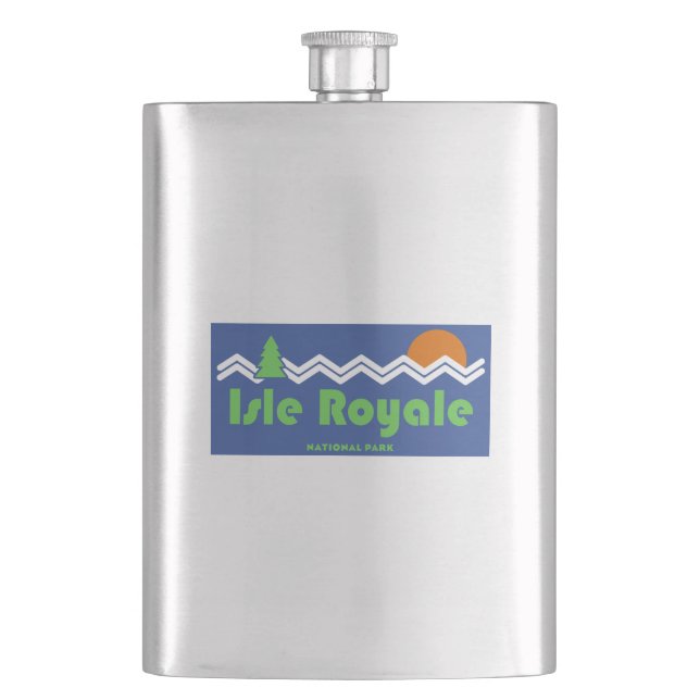 Isle Royale National Park Retro Hip Flask (Front)