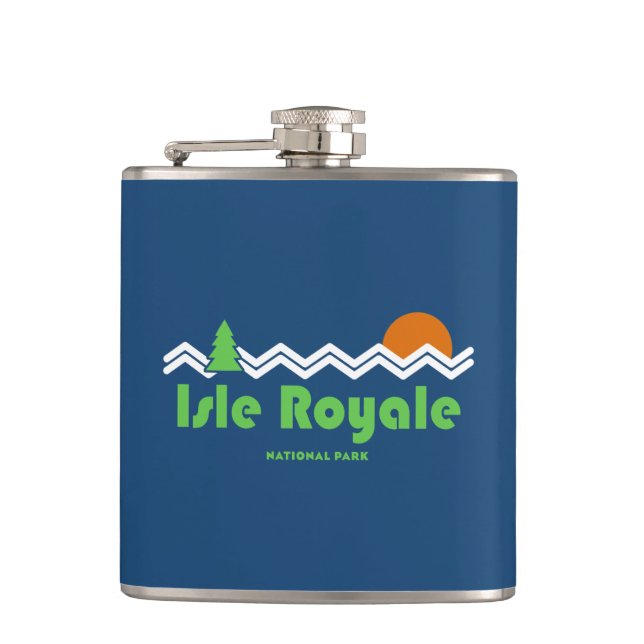 Isle Royale National Park Retro Hip Flask (Front)