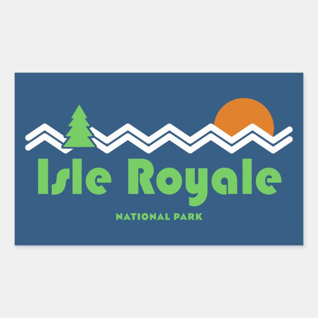 Isle Royale National Park Retro Rectangular Sticker (Front)