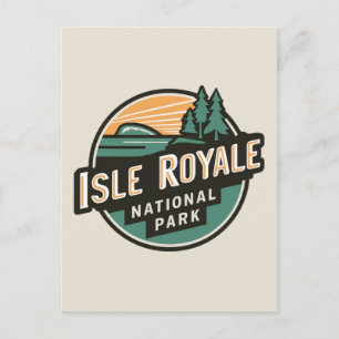 Isle Royale National Park Retro Travel Emblem Holiday Postcard