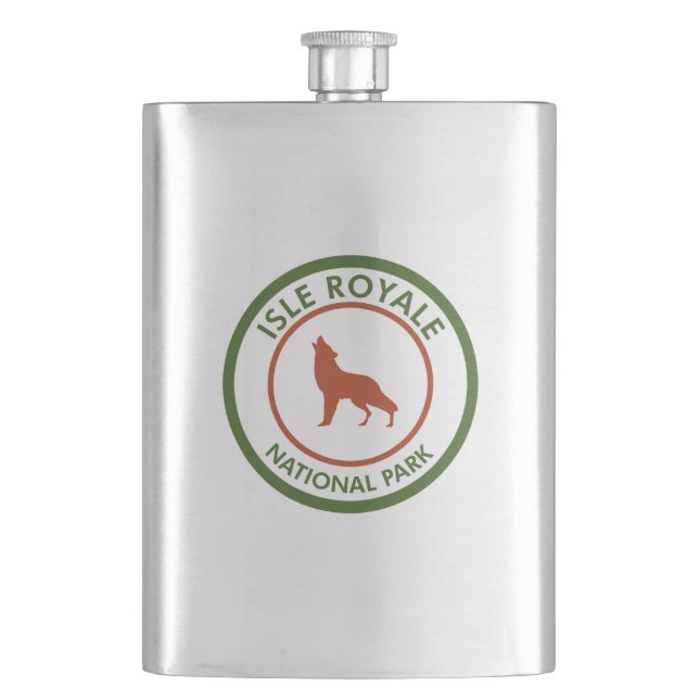 Isle Royale National Park Wolf Hip Flask (Front)