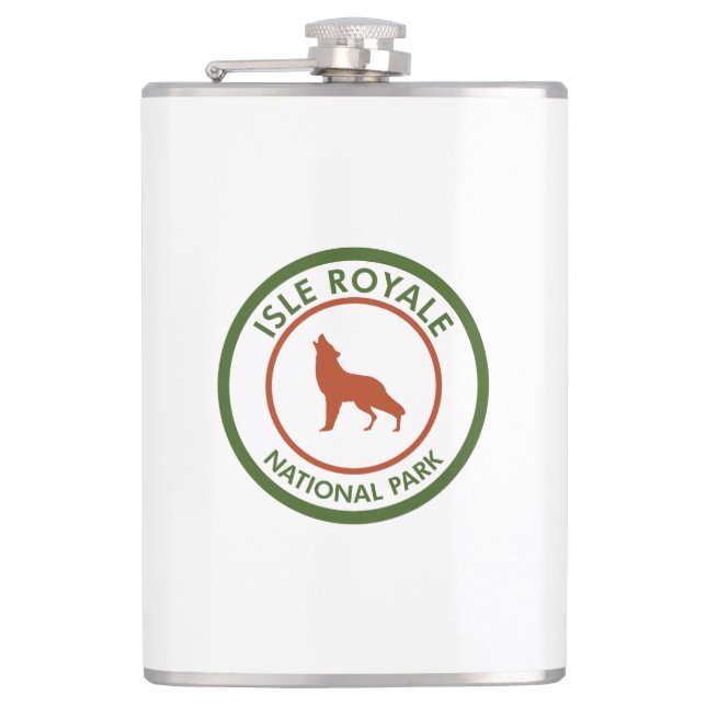 Isle Royale National Park Wolf Hip Flask (Front)