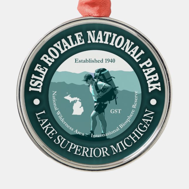 Isle Royale NP Metal Tree Decoration (Front)