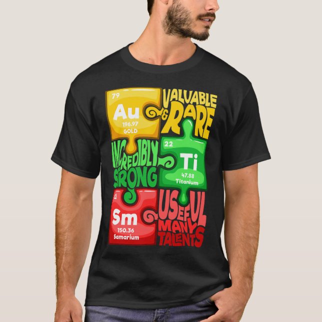Ism Puzzle Chemistry Time Table Elements Autism Aw T-Shirt (Front)