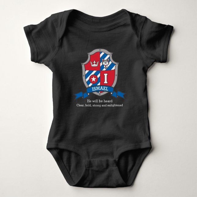 Ismael boys I name & meaning knights shield Baby Bodysuit (Front)