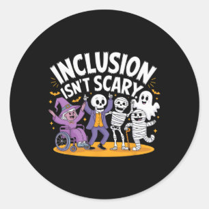 Isn't Scary Teacher Skeleton Ghost Cute Halloween  Classic Round Sticker