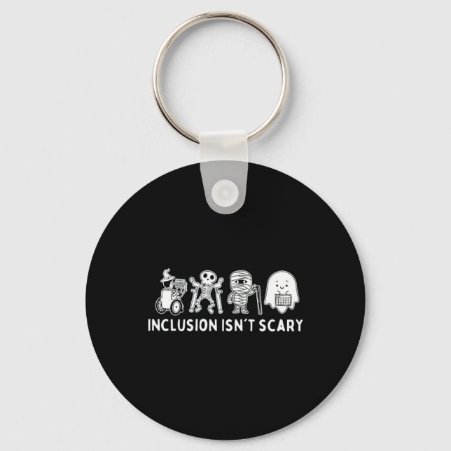 Isn't Scary Teacher Skeleton Ghost Cute Halloween  Key Ring (Front)