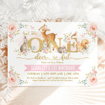 Isn't She ONE-deer-ful Girl Woodland 1st Birthday Invitation<br><div class="desc">Feminine,  fresh and adorable woodland themed 1st birthday invitation</div>