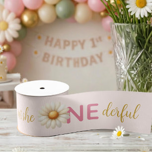 Isn't She One-derful First Birthday Daisy Grosgrain Ribbon