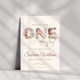 Isn't She Onederful 1st Birthday 3 photo Invitation