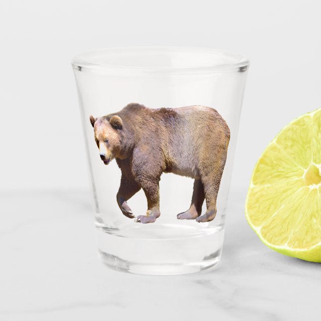 Isolated of brown bear  shot glass (Front)