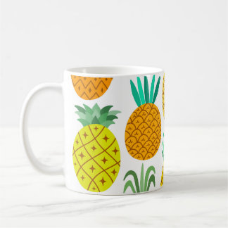Isolated Pineapple: Vintage Seamless Pattern. Coffee Mug