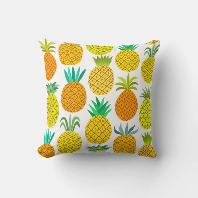 Isolated Pineapple: Vintage Seamless Pattern. Cushion (Front)