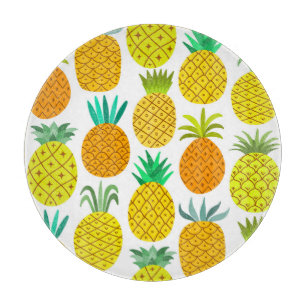 Isolated Pineapple: Vintage Seamless Pattern. Cutting Board