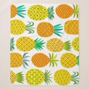 Isolated Pineapple: Vintage Seamless Pattern. Sherpa Blanket
