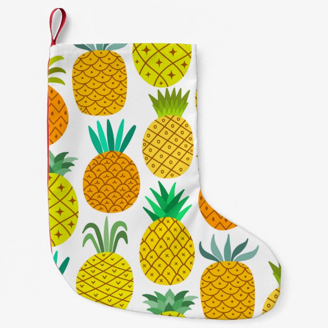 Isolated Pineapple: Vintage Seamless Pattern. Small Christmas Stocking (Front)