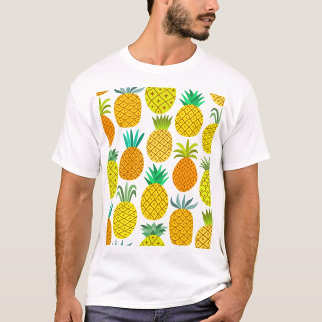 Isolated Pineapple: Vintage Seamless Pattern. T-Shirt (Front)