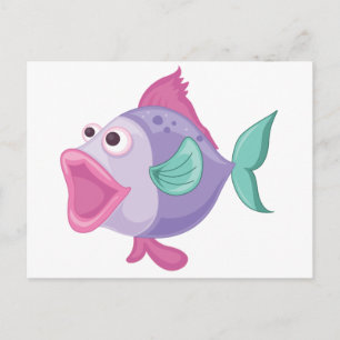 Isolated tropical fish on white postcard