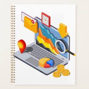 Isometric Business Data Analytics Laptop Planner