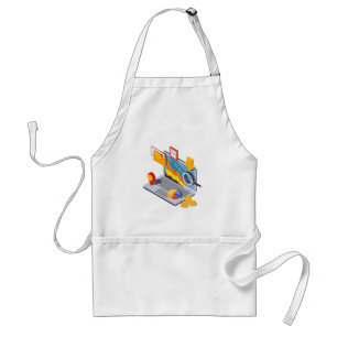 Isometric Business Data Analytics Laptop Standard Apron